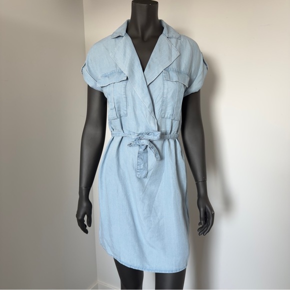 NWT Noisy May Light Wash Lyocell Utility Wrap Dress | Size S - Picture 1 of 8